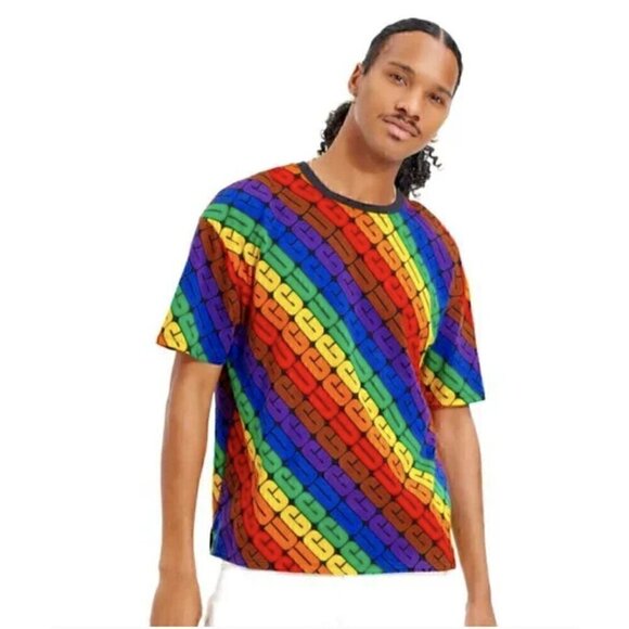 UGG UNISEX Logo U Toni Pride Rainbow Oversized‎ Tee for Everyone Colorful Casual - Picture 2 of 12